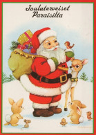 BABBO NATALE Animale Natale Vintage Cartolina CPSM #PAK494.IT - Kerstman