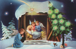 ANGELO Buon Anno Natale Vintage Cartolina CPSMPF #PAG740.IT - Anges