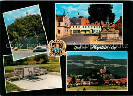 73012205 Pleystein Marktplatz Denkmal Brunnen Panorama Pleystein - Autres & Non Classés