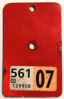 Velonummer Bern BE 2007, Velovignette BE (Code 02 = BE) - Number Plates