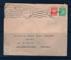 (ALM)  FRANCE LETTRE 1943 TOURS AVRANCHES PETAIN BICOLORE ANNULATION GRIFFE LINEAIRE + Cachet Avranches Manche - Briefe U. Dokumente