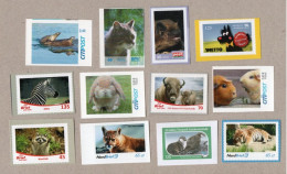 056] BRD - Privatpost - 12 Marken - Tiere (Zebra, Fledermaus, Wildkatze, Hasen, Robbe, Bison - Private & Local Mails