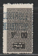 ALGERIE - COLIS POSTAUX - N°47 * (1937-38) 3f Sur 50c Noir - - Paketmarken