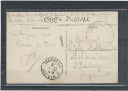 CACHET MILITAIRE -76-ROUEN-C P -FRAPPE LÉGÈRE -DOUBLE CERCLE , VIOLET ,34mm-7è SECTION DE CHEMIN DE FER DE CAMPAGNE - 1. Weltkrieg 1914-1918