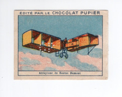 Chromo AVION PLANE Santos Dumont   Didactique Au Dos  Pub: Chocolat Pupier 68 X 51 Mm  2 Scans - Andere & Zonder Classificatie