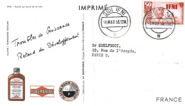 2 Cartes Postales Publicitaires "Plasmarine" - Ifni, Sahara Occidental + Timbres - Reclame