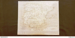 La Spagna Sotto I Romani Anno 409 D.C. Carta Geografica Del 1859 Houze - Geographische Kaarten
