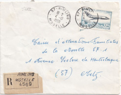 37052# LETTRE FRANCHISE PARTIELLE RECOMMANDE Obl RIMLING MOSELLE 1968 Pour METZ 57 - Covers & Documents