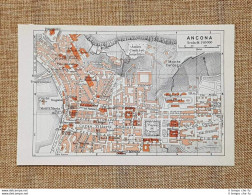 Pianta O Piantina Del 1939 La Città Di Ancona Marche T.C.I. - Geographische Kaarten