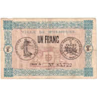 France, Mulhouse, 1 Franc, 1918, B+, Pirot:132-2 - Bons & Nécessité