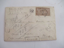 CHARGEE LETTRE 1906 SCEAUX CIRE GRILLE CHARGEMENT TIMBRE MERSON 5O SEUL SUR LETTRE - 1877-1920: Periodo Semi Moderno