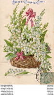 BONNE ET HEUREUSE ANNÉE  CARTE FANTAISIE GAUFRÉE ............ MUGUET - Nouvel An