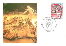 Le Cirque De MONACO .Le  Dressage Des Tigres - Carte Philatélique Avec Timbre Monaco 1978 - Other & Unclassified