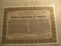 Ancienne Action RADIO CORPORATION OF AMERICA 1935 - Autres & Non Classés