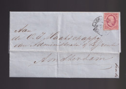 Nederland  NVPH Nr 2 Uit 1860 Op HANDGESCHREVEN BRIEF Gelopen Van HALFROND 's-GRAVENHAGE Naar AMSTERDAM (12.412) - Storia Postale