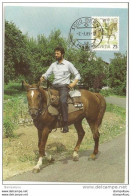 115 - 5 - Carte Suisse Avec Timbre Thème "cheval" 1989 - Cavalli