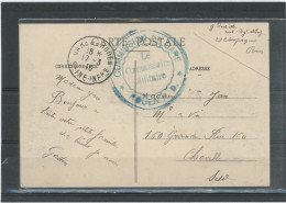 CACHET MILITAIRE -76-ROUEN-C P -FRAPPE TB-DOUBLE CERCLE , BLEU VERT  ,44mm- COMMISSION DE GARE/*ROUEN R D ** - Guerre De 1914-18