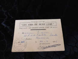 VP-67 , Carte De Membre , Société Les Amis Du Petit Lyré, Maine Et Loire, 1959 - Membership Cards