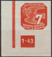 042/ Pof. NV 12, Corner Stamp, Unbroken Frame, Plate Number 1-43 - Unused Stamps