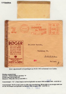 DENMARK Cover 1943 Kobehavn With Red Meter Boger Books To Leiden, Netherlands With Hamburg Censor And Full Description - Storia Postale