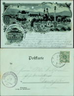 Ansichtskarte Stuttgart 2 Bild Mondscheinlitho Gruss Aus Platz 1900 - Stuttgart