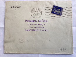 Paix Perforé S Sur Lettre Sénat - Paris 6 Bis 1939 Sénat - Lettres & Documents