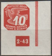 047/ Pof. NV 14, Corner Stamp, Unbroken Frame, Plate Number 2-43 - Ungebraucht