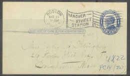 1911 March 29 Boston Mass Hanover Street "1" Flag Cancel - Brieven En Documenten