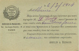 75* PARIS 1er  Correspondance Magasins AMELIN Et RENAUD    RL04 .0201 - Paris (01)