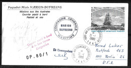 91- Y&T PA53 Expédition Du "Challenger" Sur Pli "posté à La Baie Larose" OP.80/1 Du MD . Signé Du Commandant. - Covers & Documents