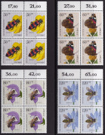 BRD, 1984, Nr. 1202-1205 **,   4 Viererblöcke Mit Oberrand, "Jugend: Beststäuberinsekten" - Neufs