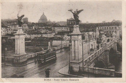 ROMA D'EPOCA PONTE VITTORIO EMANUELE ANNO 1923 ANIMATA CON TRAM VIAGG. FTO PICC. - Brücken