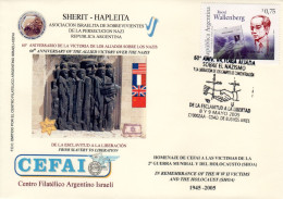 Judaica Argentina Israel  2005 Allied Victory, Raul Wallenberg Special Cover - Joodse Geloof