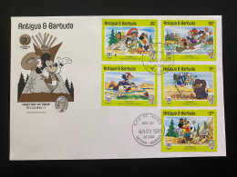 FDC Antigua & Barbuda - 04/11/1985 - Mickey - Dingo - Donald - Far West - Disney