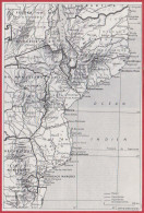 Mozambique. Carte Avec Route, Voie Ferrée En Service Et En Construction. Larousse 1960. - Historische Documenten