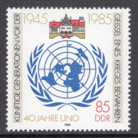 Germany Democratic Republic 1985 Single Stamp For The 40th Anniversary Of The United Nations In Unmounted Mint - Nuovi