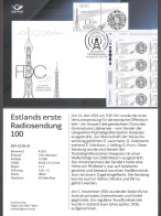 100th Anniv Of The First Radio Broadcast In Estonia 2024 Stamp Presemtation Card (ger) Mi 1107 - Estonia