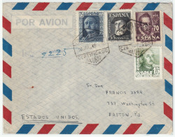 ESPAGNE / ESPANA - 1948 Ed.1035/6 (con Ed.999 Y Ed.1012) Sobre Carta Certificado Por Avion De Madrid A Los EE.UU. - Brieven En Documenten