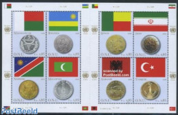 United Nations, Geneva 2008 Flags & Coins 8v M/s, Mint NH, History - Transport - Various - Flags - Ships And Boats - M.. - Boten