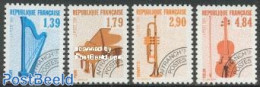 France 1989 Precancels, Music Instruments 4v, Mint NH, Performance Art - Music - Musical Instruments - Unused Stamps