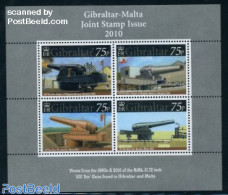 Gibraltar 2010 Guns S/s, Joint Issue Malta, Mint NH, Various - Joint Issues - Weapons - Emissioni Congiunte