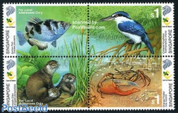 Singapore 2000 Nature Park Sungei Buloh 4v [+], Mint NH, Nature - Animals (others & Mixed) - Birds - Fish - Poissons