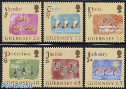 Guernsey 2004 Normandy To France 6v, Mint NH, History - Transport - History - Ships And Boats - Bateaux