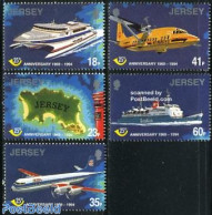 Jersey 1994 Postal Service 5v, Mint NH, Transport - Various - Post - Aircraft & Aviation - Ships And Boats - Joint Iss.. - Post