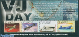 Saint Vincent 2005 VJ Day 4v M/s, SBD-3 Dauntless, Mint NH, History - Transport - World War II - Aircraft & Aviation -.. - Seconda Guerra Mondiale