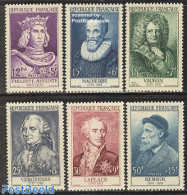 France 1955 Famous Persons 6v, Unused (hinged), History - Science - Kings & Queens (Royalty) - Politicians - Astronomy.. - Neufs