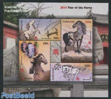 Curaçao 2014 Year Of The Horse S/s, Mint NH, Nature - Various - Horses - New Year - Nieuwjaar