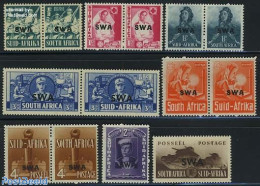 South-West Africa 1941 Definitives 6 Pairs + 2v, Unused (hinged) - África Del Sudoeste (1923-1990)