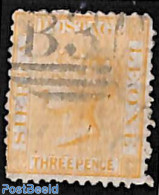 Sierra Leone 1876 3d Yellow, WM Upright CC-Crown, Perf. 12.5, Used, Used Stamps - Otros & Sin Clasificación