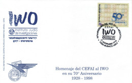 Judaica, Argentina, Israel 1998 IWO Idish Investing Institute,  Special Cover - Guidaismo